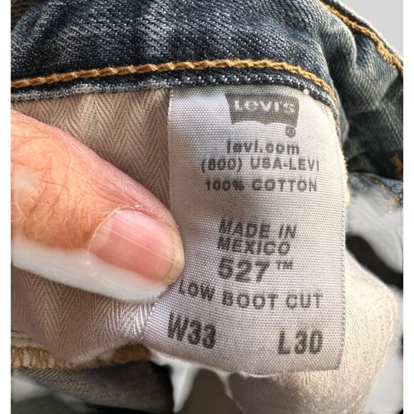 Levis 33Wx30L Distressed Low Boot Cut 527 Mens Jeans Light Wash Denim - Picture 8 of 10